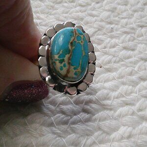 Stunning SEA SEDIMENT Handmade Sterling 925 Ring Size 9.25 #368E